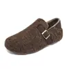 Mules con Forro de Felpa Augusden para Mujer 2026 Nuevos Zapatos Planos de Algodón de Invierno Mules de Cobertura Completa Zapatos Peludos de Dos Formas de Usar