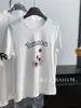 Camiseta Informal Reductora de Edad con Estampado de Tomates, Cuello Redondo, Manga Corta para Mujer, Estilo Coreano, Estilo Ins, Delgada, Holgada, Camiseta Base Verano 2026