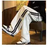 Pantalones Casuales de Pierna Ancha Rayados de Tubo Recto Transfronterizos para Hombre Primavera Otoño Sueltos Modernos Estilo Hong Kong con Caída Versátiles para Deporte