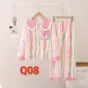 Pijamas para meninas primavera e outono novo terno de manga comprida com lapela roupas para casa infantil cardigan roupas para casa crianças médias e grandes