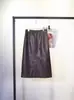 ¡Sexy y Juvenil! Nueva Falda Larga Bodycon de Cuero Genuino con Abertura Trasera de Cintura Alta Estilo Primavera y Otoño, Falda Línea A de Piel de Oveja de Primera Capa por Encima de la Rodilla