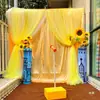 Cortina de gasa amarillo anaranjado tejido de hilo de red creación de ambiente de jardín de infantes decoración de hilo de cascada diseño de escena de boda hilo suave ligero y transparente