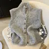 Novedad Otoño e Invierno 2025 Chaleco Cardigan de Punto Suave Estilo Coreano Holgado Chaleco Suéter sin Mangas con Cuello Alto para Mujer Tendencia