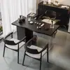 Mesa de Té para Balcón Estilo Chino Nuevo Negro Madera Maciza de Gama Alta Bandeja de Té Isla Pequeña Conjunto de Sillas Elf Comfort