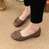 Novos Sapatos Rasos para Mulheres Primavera e Verão 2026, Sapatos Femininos de Couro Macio com Solado Macio, Sapatos de Couro Macio com Bocal Baixo, Mocassins de Bico Redondo para Mães
