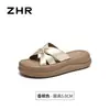 Pantuflas de Suela Gruesa Zhr para Mujer 2026 Verano Nuevo Estilo Chanclas Suaves para Exteriores para Uso Diario con Faldas Sandalias de Playa