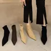 Botines de Moda Retro de Punta Fina con Tacón de Aguja de Gamuza para Mujer, Otoño 2026, Botas Adelgazantes, Botas de Moda para el Trabajo