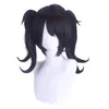 Peruca de Anime, Resistente, Chaotian-Chan, Tangtang, Peruca Cosplay Tangtang de Rabo de Cavalo Duplo Preto