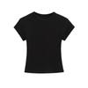 Kardashian Básico Básico Ajustado Cuello Redondo Top 2025 Verano Nuevo Retro Sexy Camiseta Manga Raglán para Mujer