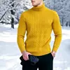 2026 Comercio Exterior Transfronterizo Otoño e Invierno Suéter Cálido de Punto para Hombre Cuello Alto Tejido de Trenza Talla Grande Suéter Base Pullover