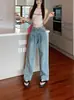 Jeans de Pierna Ancha High Street Americanos para Mujer, Invierno Tallas Grandes Nuevo Holgado Nicho Petite Pierna Recta Largo hasta el Suelo Modernos