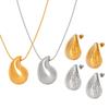 Pendientes de gota de diamante de personalidad europea y americana de lujo ligero, juego de joyas de collar de acero de titanio chapado en oro de 18k que no se decolora, venta al por mayor