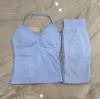 Conjunto Df de Pantalones Largos y Chaleco Más Vendidos de Amazon, Chaleco Deportivo de Cuello Halter de Nailon Mate de Alta Elasticidad Ultrafino