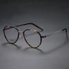 Diseño Estilo Chino Armazón de Gafas de Titanio Puro para Hombre Retro Miopía Cara Grande Doble Puente Montura Completa Redondas para Mujer Sensación de Alta Gama 9745