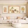 Pintura Decorativa para Sala de Estar de Lujo Ligero Estilo Crema Pared de Fondo de Sofá Tríptico Combinación de Pintura Mural Arte de Pared de Alta Gama Nuevo Chino