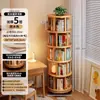 Estantería giratoria de madera maciza, estante de almacenamiento de librería de 360 grados, independiente, montado en la pared, gabinete móvil de esquina para niños, gabinete pequeño y estrecho