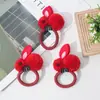 Grampo de Cabelo de Coelho Estilo Coreano Moderno 7cm Laço de Cabelo de Animal Coelho de Pelúcia Anel de Cabelo Girly Fofo Ins Feito à Mão
