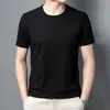 Nova Camiseta Waffle de Manga Curta para Homens, Casual de Verão Cor Sólida Gola Redonda Solta Tricô Ombro Direito Manga Meia Manga Top Masculino