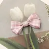 Estilo Princesa Dulce Tela a Cuadros de Color Claro Lazo para DIY Lazo para el Cabello Diadema Pinza Lateral Flor para Bolso Zapato Accesorios