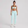 Conjunto de yoga transfronterizo con cuello halter, diseño de dos piezas falso, tirantes ajustables, chaleco deportivo de secado rápido y conjunto de pantalones largos para correr y fitness