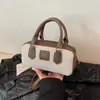 Bolsa Bowling de Cor Contrastante de Nicho Feminina 2025 Nova Bolsa de Mão de Lona de Alta Qualidade Bolsa Transversal de Ombro Retrô