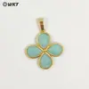 Wt-P2031 Chapado Galvánico de Oro Real de 18 Quilates Bordes Hechos a Mano Flor de Piedra Natural Fija Colgante en Forma de Flor