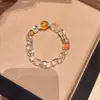 Pulsera de Cristal Amarillo Natural Original Hielo Dorado Fluido con Cubos de Forma Aleatoria, Clara y Refrescante, Elegante y Versátil