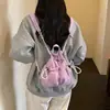 Mochila Casual Leve com Cordão Mochila Pequena Casual para o Dia a Dia Feminina Chegada Nova Outono 2026 Bolsa de Cor Sólida Bolsa Pequena Tipo Balde