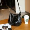 Couro Bovino de Camada Superior Tanning Vegetal Bolsa Feminina Versátil para Todas as Ocasiões Bolsa de Ombro Único Transversal Bolsa Feminina Simples Bolsa Sela com Zíper Bolsa Concha