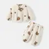 Conjunto fino de fleece para primavera e outono para bebês de 1 a 3 anos, meninos e meninas, roupas de bebê, jaqueta de fleece separada, novo estilo de roupa de casa de outono