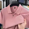Camisa Polo de Algodón Piqué Fina y Transpirable para Hombre en Verano para Papás de Mediana Edad, Camiseta de Manga Corta de Color Sólido con Cuello Campana para Negocios Casual