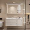 Estilo Cream Francês Armário de Banheiro de Madeira Maciça Combinação Painel de Porta com Pintura de Cozimento Bacia Cerâmica Armário Espelhado Inteligente Meijia Banheiro 3682