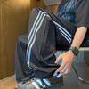 Pantalones de Secado Rápido de Seda de Hielo de Tres Rayas para Hombre, Verano Delgados de Marca Moderna para Jóvenes, Pantalones Casuales Americanos Rectos Holgados Largos