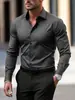 Camisa de trabajo negra formal de negocios de manga larga para hombre, corte slim, talla extra, para primavera y otoño