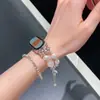 Pulseira de Gato Olho Pérola Dupla Laço Aplicável à Pulseira Xiaomi Smart Band 9/8Pro Huawei Fit3 Pulseira de Miçangas