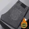 Jeans Otoño Modernos Ajustados Rectos Elásticos Marca de Moda Nuevos Polar Casual Pantalones Largos Estilo Hombre