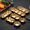 Plato para mojar de acero inoxidable 304, plato para sazonar, plato para mojar barbacoa estilo coreano, plato de rejilla dorada espesa, plato para salsa, plato para olla caliente