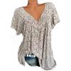 Nova camiseta estampada de manga curta solta para mulheres europeias e americanas europeias e americanas 2022 Amazon ebayV Collar
