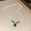 Colar Pérola com Zircônia Super Brilhante Estilo Retrô Francês, Corrente de Clavícula Exquisita Elegante Estilo Palácio, Corrente de Pescoço de Luxo Leve de Alta Qualidade para Mulheres