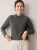 Suéter Feminino de Cashmere com Gola Boneca 100% Cashmere de Cabra Pulôver Solto Manga Longa Camada Base de Tricô 2026 Novo Suéter Juvenil