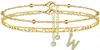 Artículo popular de comercio exterior transfronterizo: Tobillera de circonita de 26 letras, tobillera cubana de doble capa simple y elegante con cuentas de arroz