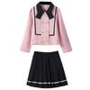 Falda de Traje Pequeño Fragante para Niñas 2024 Primavera y Otoño Falda Plisada de Media Longitud para Niñas Conjunto de Dos Piezas Estilo Occidental Chaqueta para Niños Grandes para Mujer