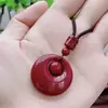 Pingente de Contas com Fecho de Princesa de Cinábrio Mineral Cru Vermelho Imperial Ano do Zodíaco Colar para Homens e Mulheres Joias de Presente Venda por Atacado