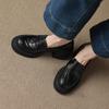 Solado Silencioso, Confortável e Não Cansativo, Mocassins de Couro de Ovelha de Primeira Camada com Solado Grosso, Sapatos de Couro Genuíno 2025 com Salto Grosso Redondo