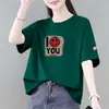 E-commerce Transfronteiriço Comércio Exterior Moda Gestante Liquidação Camiseta de Manga Curta Feminina Estilo Coreano Solta Tamanho Grande Meninas Cheinhas Top Estiloso Estampado