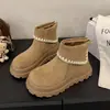 Nuevas botas cortas estilo coreano con tapa abatible 2026 para mujeres menudas, de suela gruesa, cálidas, botas de moda otoño/invierno, botas Martin, suela de plataforma