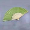 Ventilador de seda de cor sólida para casamento mais vendido no AliExpress, lado único em tecido de seda, ventilador feminino, para casamento estrangeiro com convite de mão