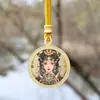 Pingente Thangka Redondo de Xizang Pintado à Mão Dourado Oito Santos Padroeiros Zakhilaam Passado e Presente Colar Thangka