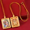 Xizang Thangka Meio Pintado à Mão Pintado a Ouro Passado e Presente Oito Santos Padroeiros Zakhiram Pingente de Colar Thangka Dupla Face