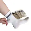 Calcetines sin costuras 2026 para mujer, calcetines de algodón de media pantorrilla para primavera con rayas bordadas en el talón, calcetines holgados estilo coreano sin costuras